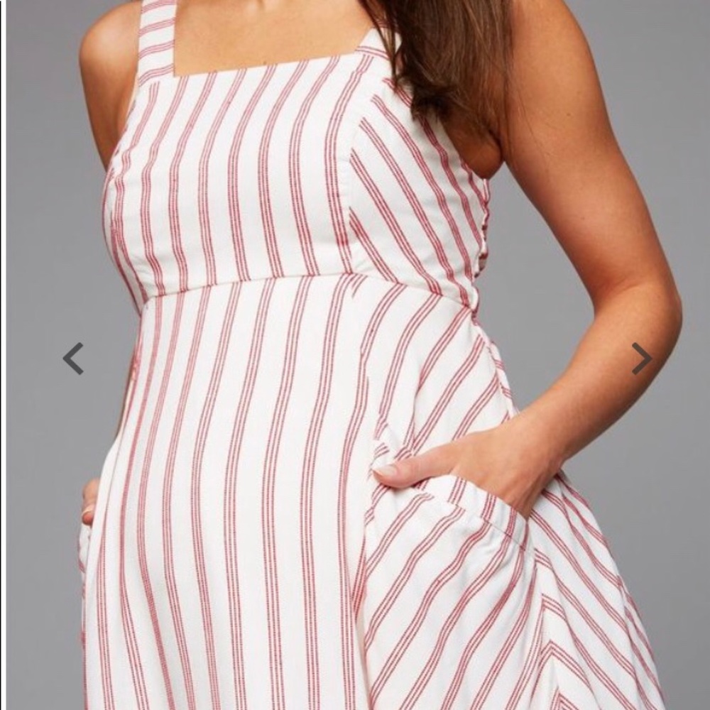Maternity - Dress - Red/white Stripes